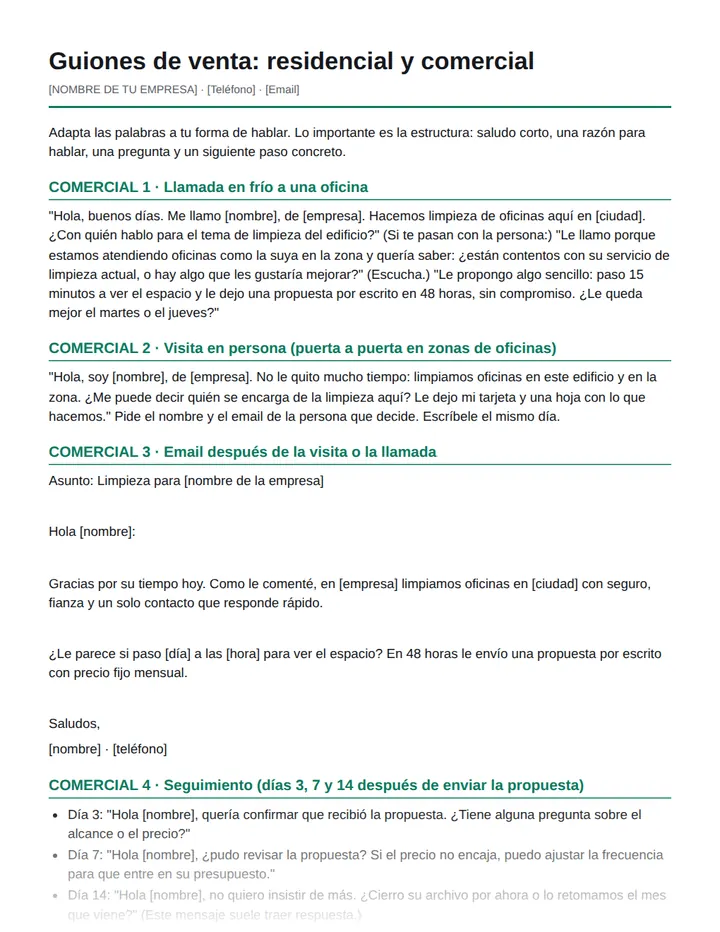Vista previa: Guiones de venta y seguimiento